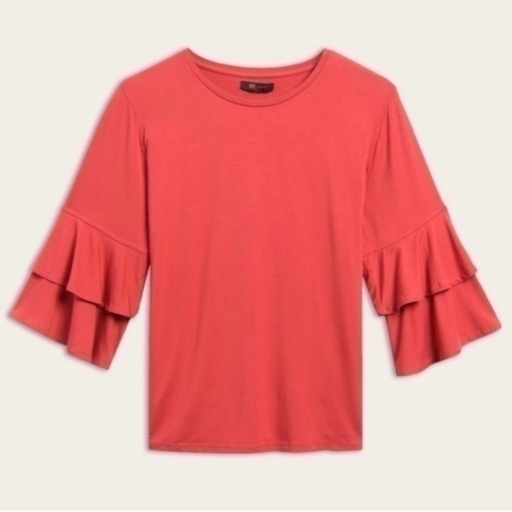 FRYE Open Crewneck Ruffle Top
